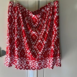 SUSAN GRAVER Skort Shorts Skirt Size Large Red White Geometric Liquid Knit